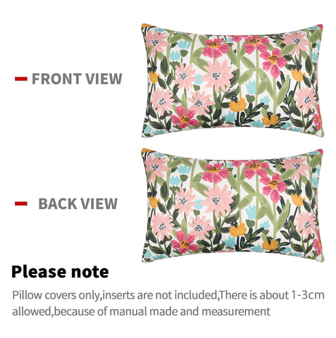 Pyonic floral-design pillow cover enhances patio furniture and garden vibes.