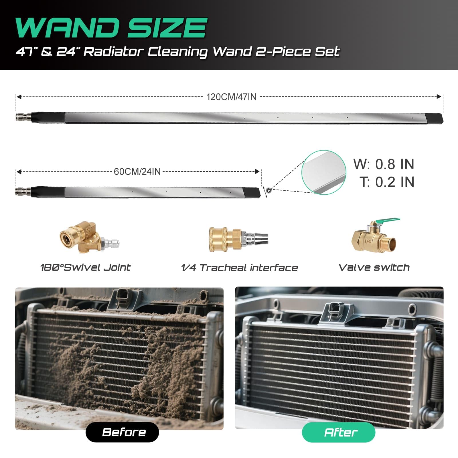 PYQPYQ 24-inch wand for standard cars with easy maneuverability.