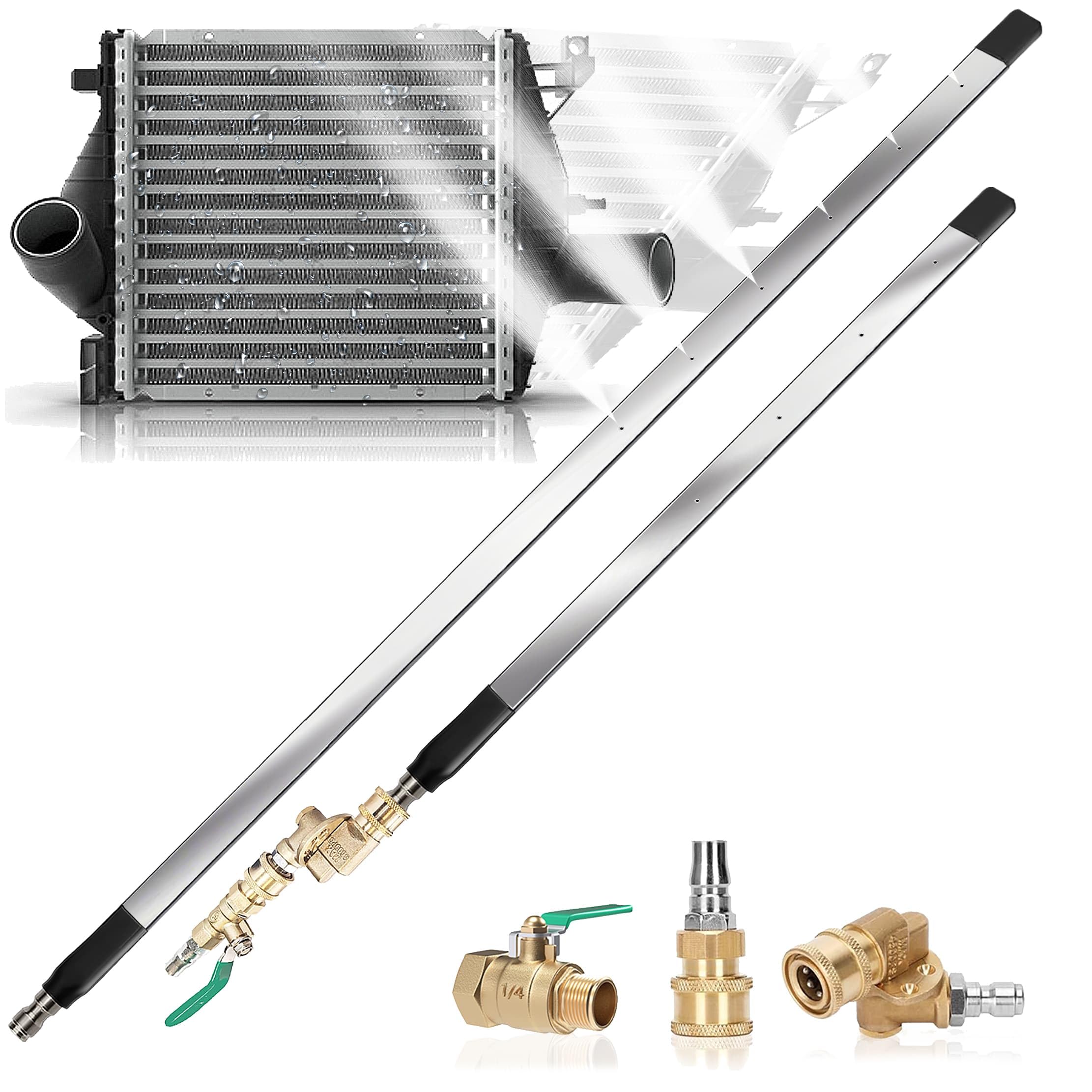 PYQPYQ 47-inch wand extended for tight access to large radiators.