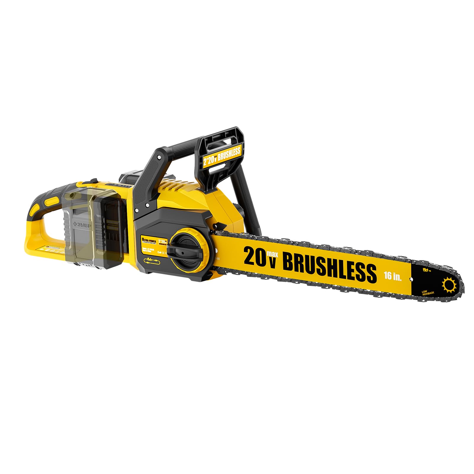 Pyrcruax 40V chainsaw with 16-inch bar for fast, clean cuts on hardwood
