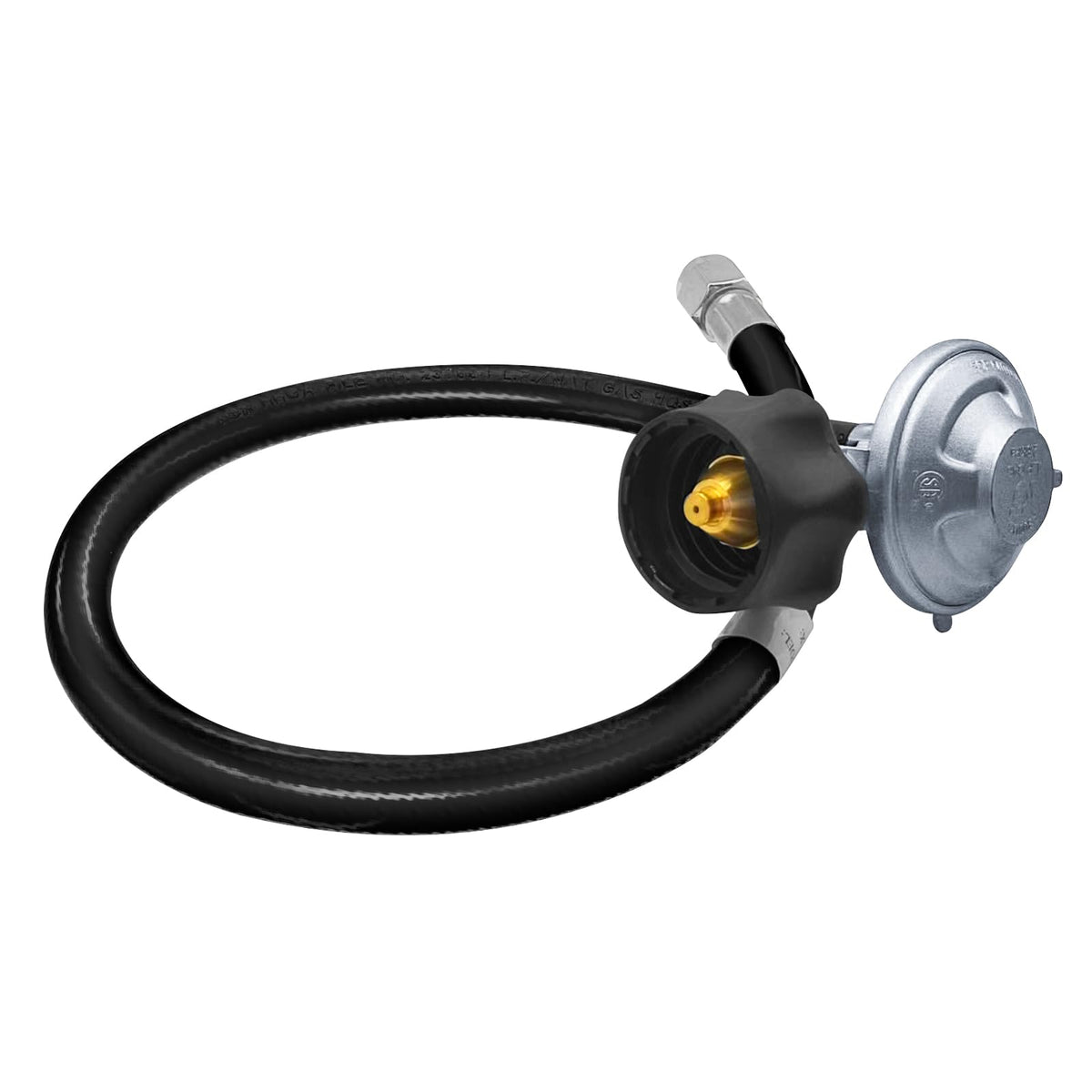 PYXGLAQ 25-inch Weber hose and regulator kit front view promotes secure propane connection.
