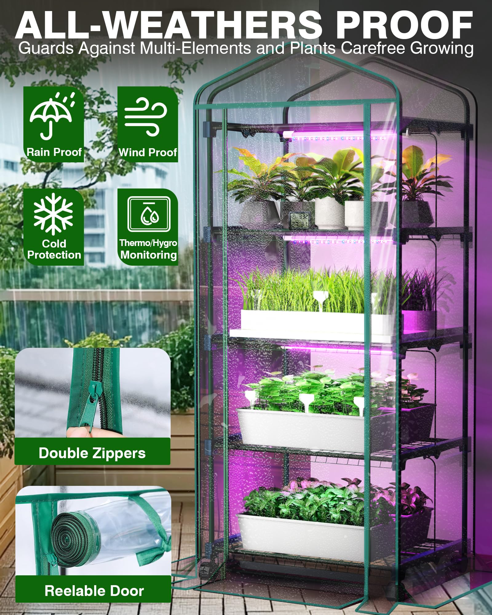 PYY mini greenhouse LED light strips close up showing full spectrum illumination