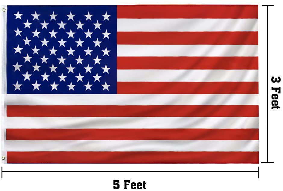 PZACHUGY US flag with canvas header for wall or yard decor