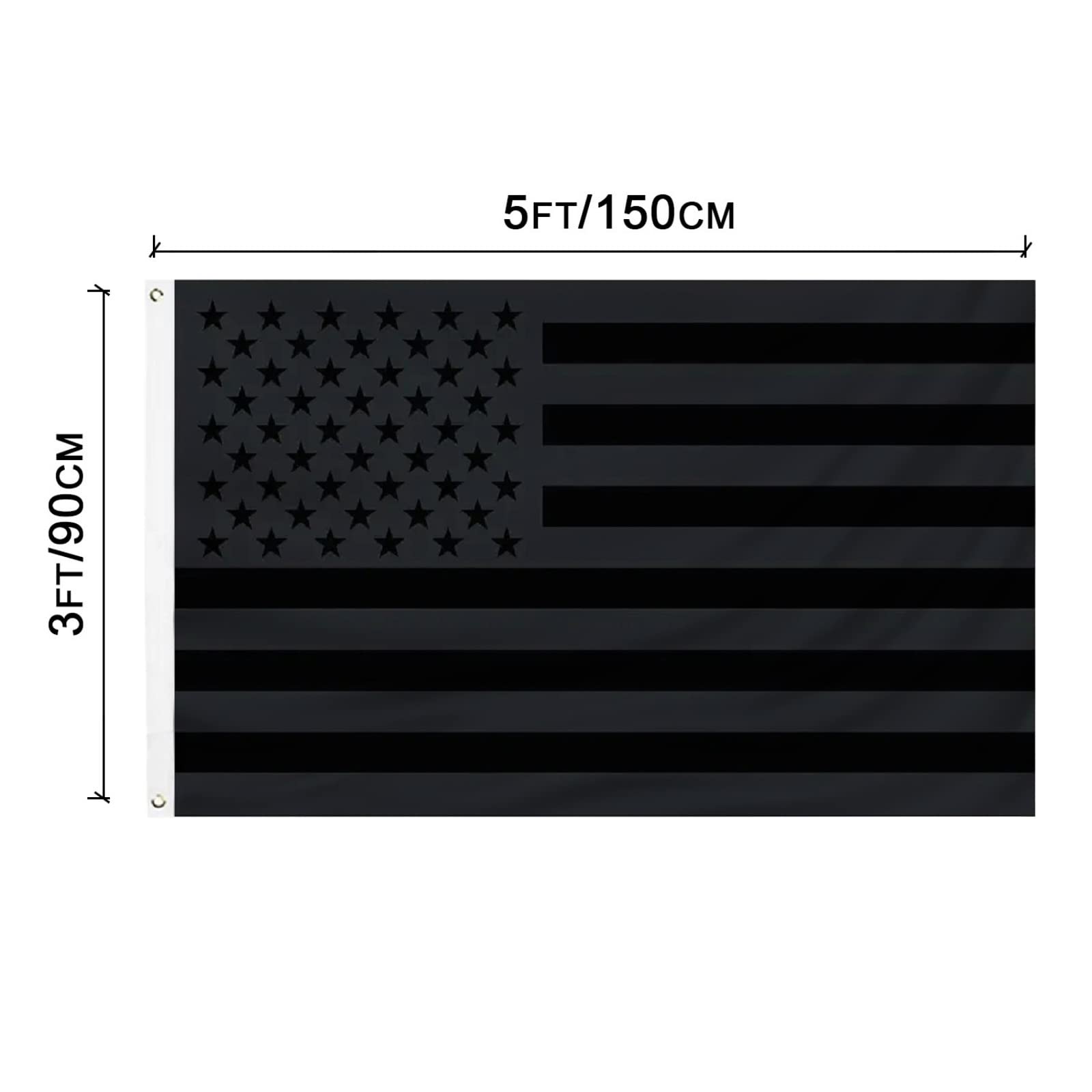 PZACHUGY Black American Flag 3x5ft outdoor yard banner, lightweight and weather-ready.
