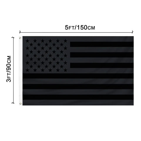 PZACHUGY Black American Flag 3x5ft outdoor yard banner, lightweight and weather-ready.