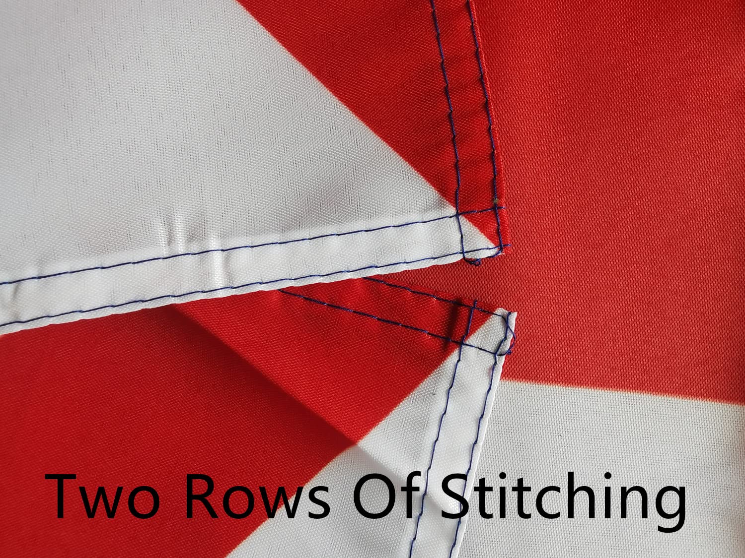 PZACHUGY Union Jack flag close-up shows double stitching for durability.