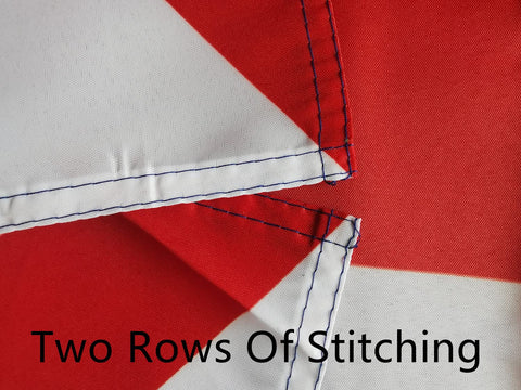 PZACHUGY Union Jack flag close-up shows double stitching for durability.