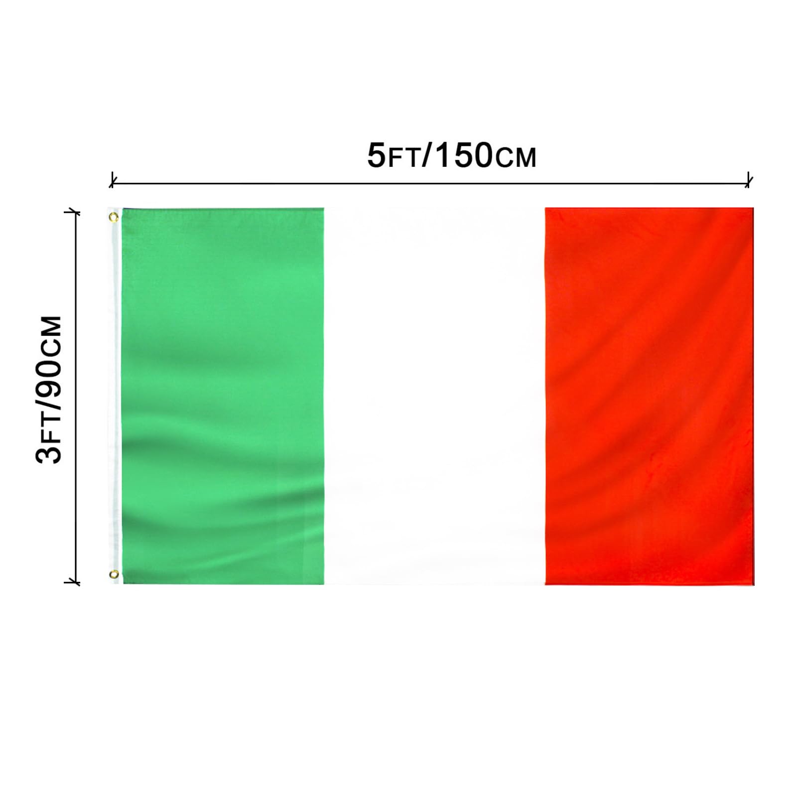 PZACHUGY Italy flag corner features canvas heads and brass grommets for secure mounting