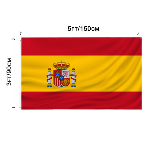 PZACHUGY Spanish flag 3x5 ft mounted on wall for display