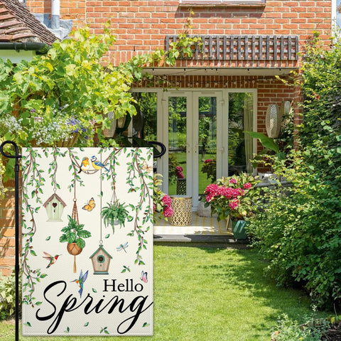 Pziauot Outdoor garden flag highlights durable polyester for year-round use.