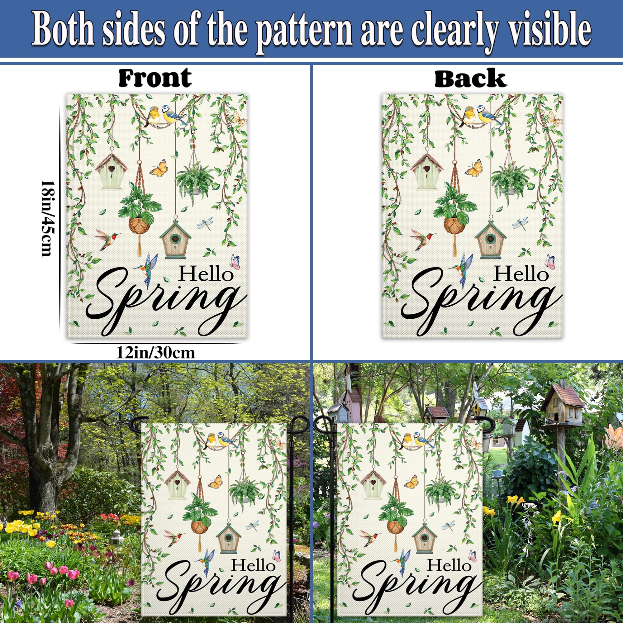 Pziauot Spring Floral yard flag closeup showcases vibrant weather-resistant colors.