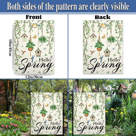 Pziauot Spring Floral yard flag closeup showcases vibrant weather-resistant colors.