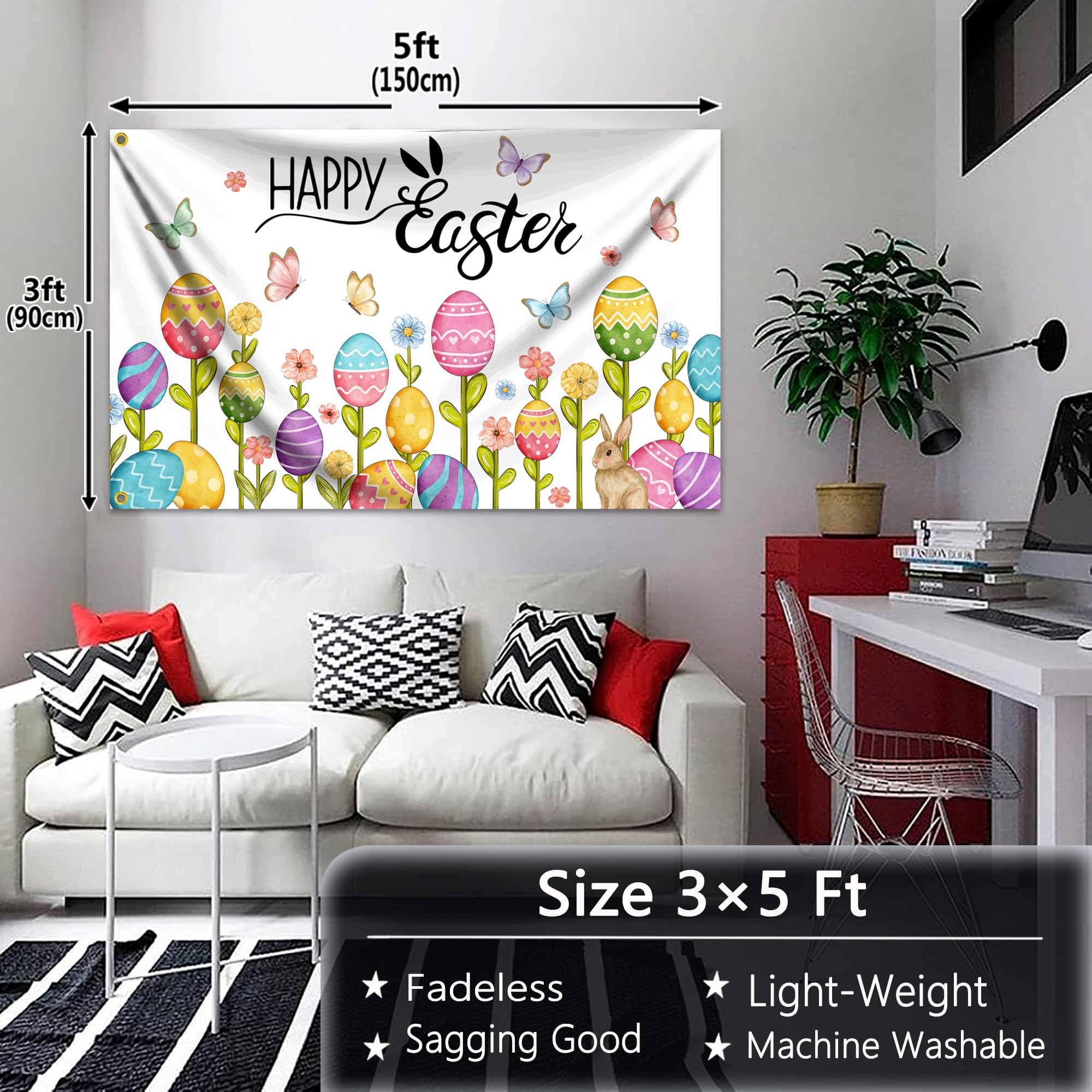 Pziauot welcome spring floral banner enhances porch and garden decor.