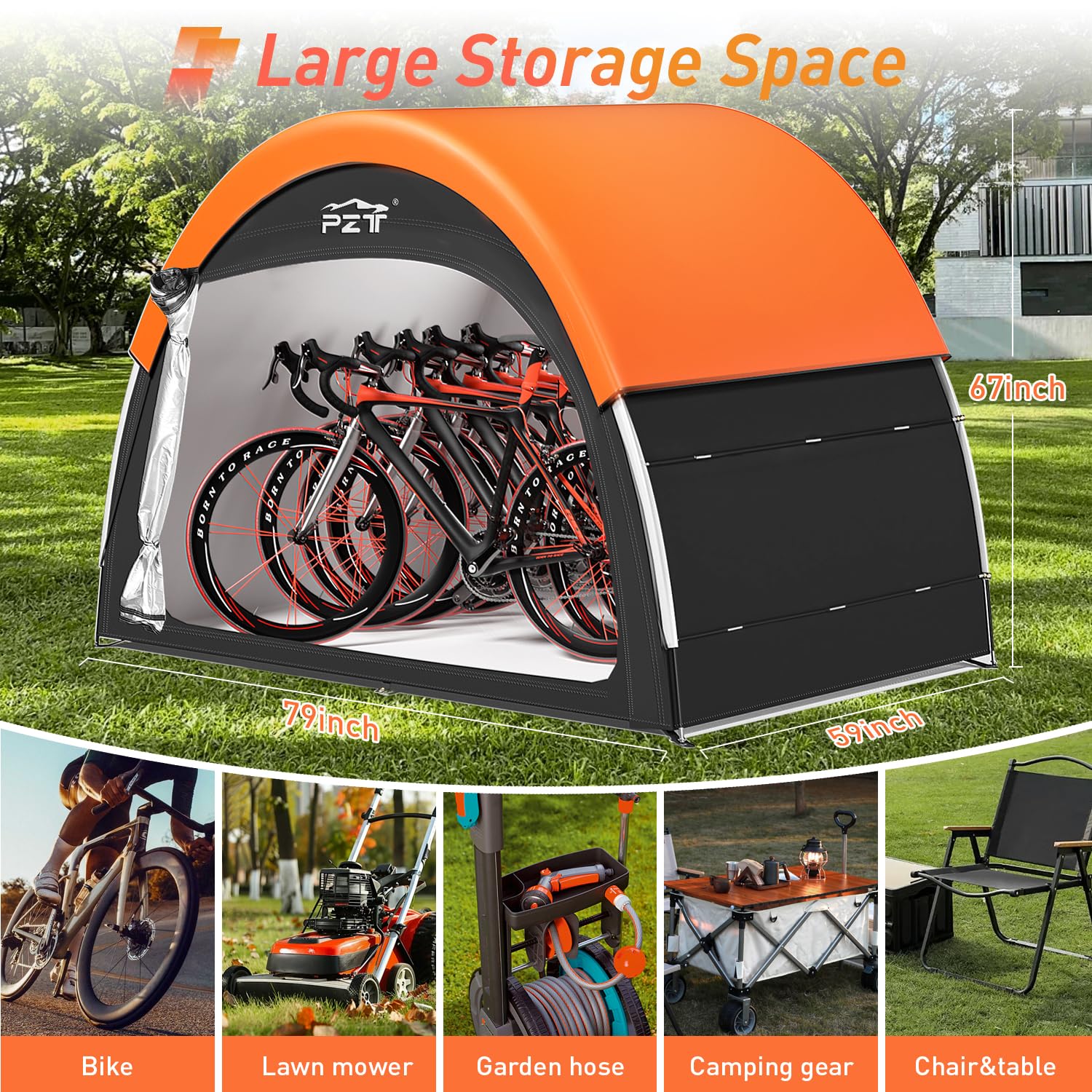 PZT bike shed with sturdy frame demonstrates quick setup and lasting stability.
