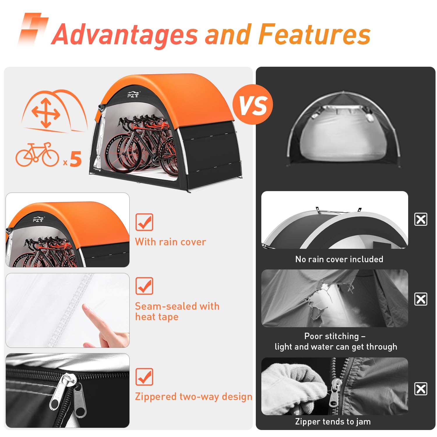 PZT multiuse shed stores garden tools beside bikes for versatile outdoor storage.