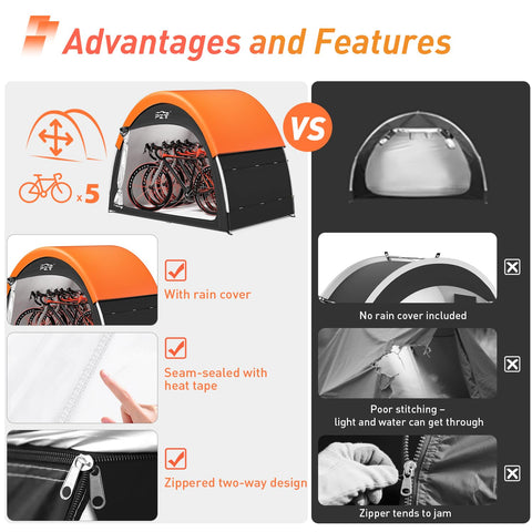 PZT multiuse shed stores garden tools beside bikes for versatile outdoor storage.