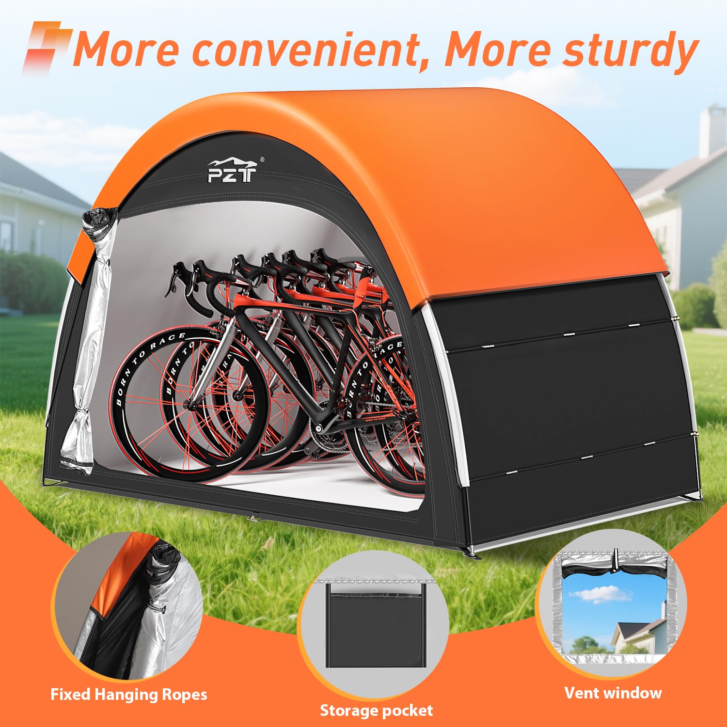 PZT two-way zipper with wind shield guards against rain and wind.