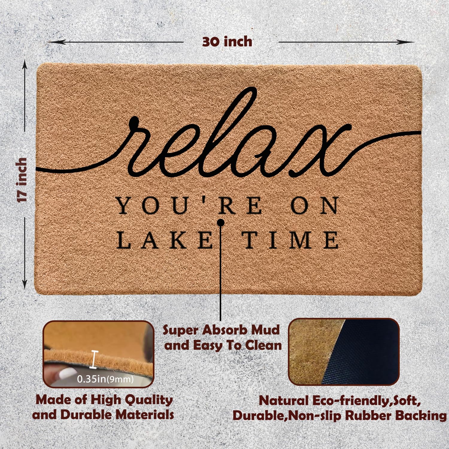 Qabliqo Lake Door Mat non-slip backing prevents slips on all surfaces.