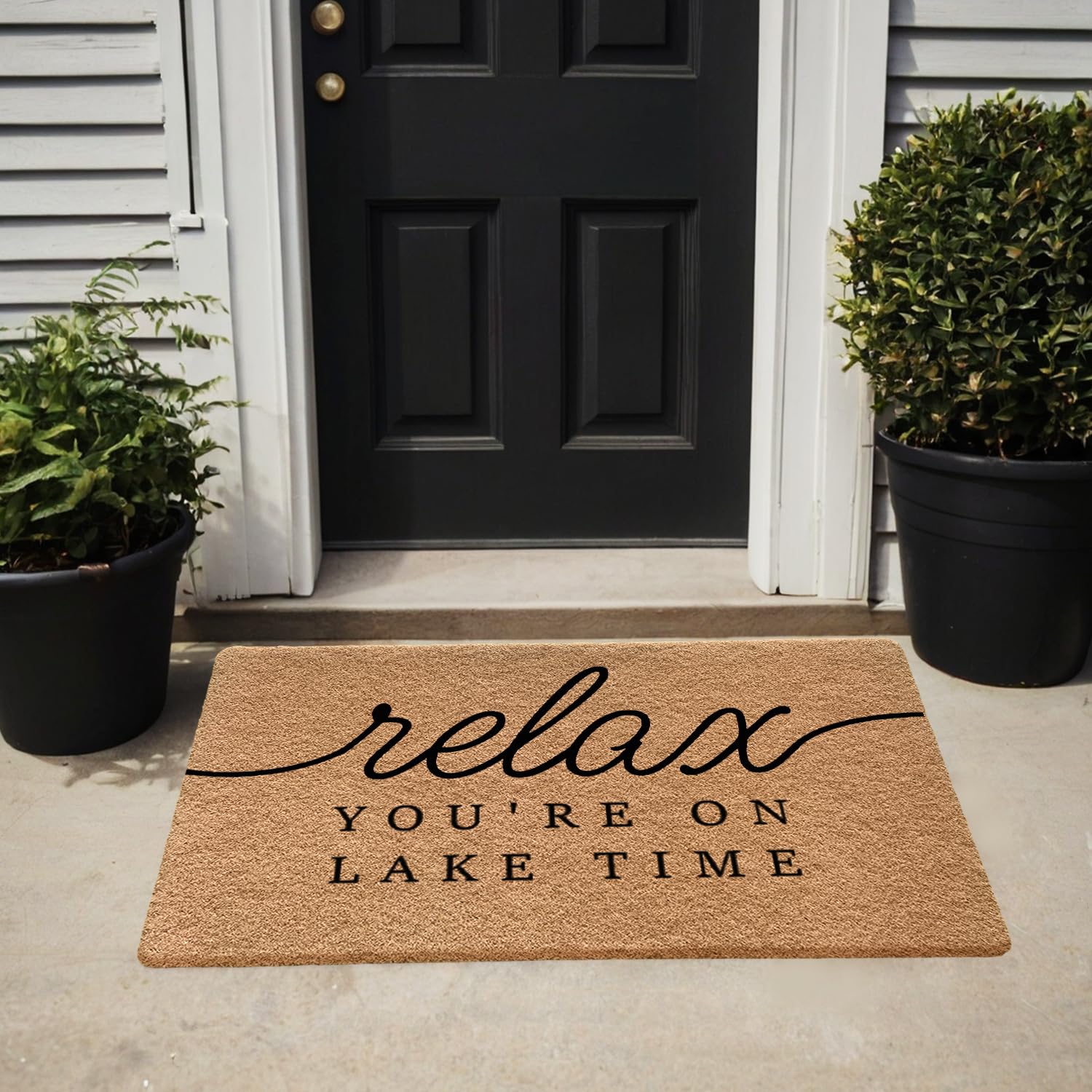 Qabliqo Lake Door Mat outdoor-ready design withstands weather and outdoor use.