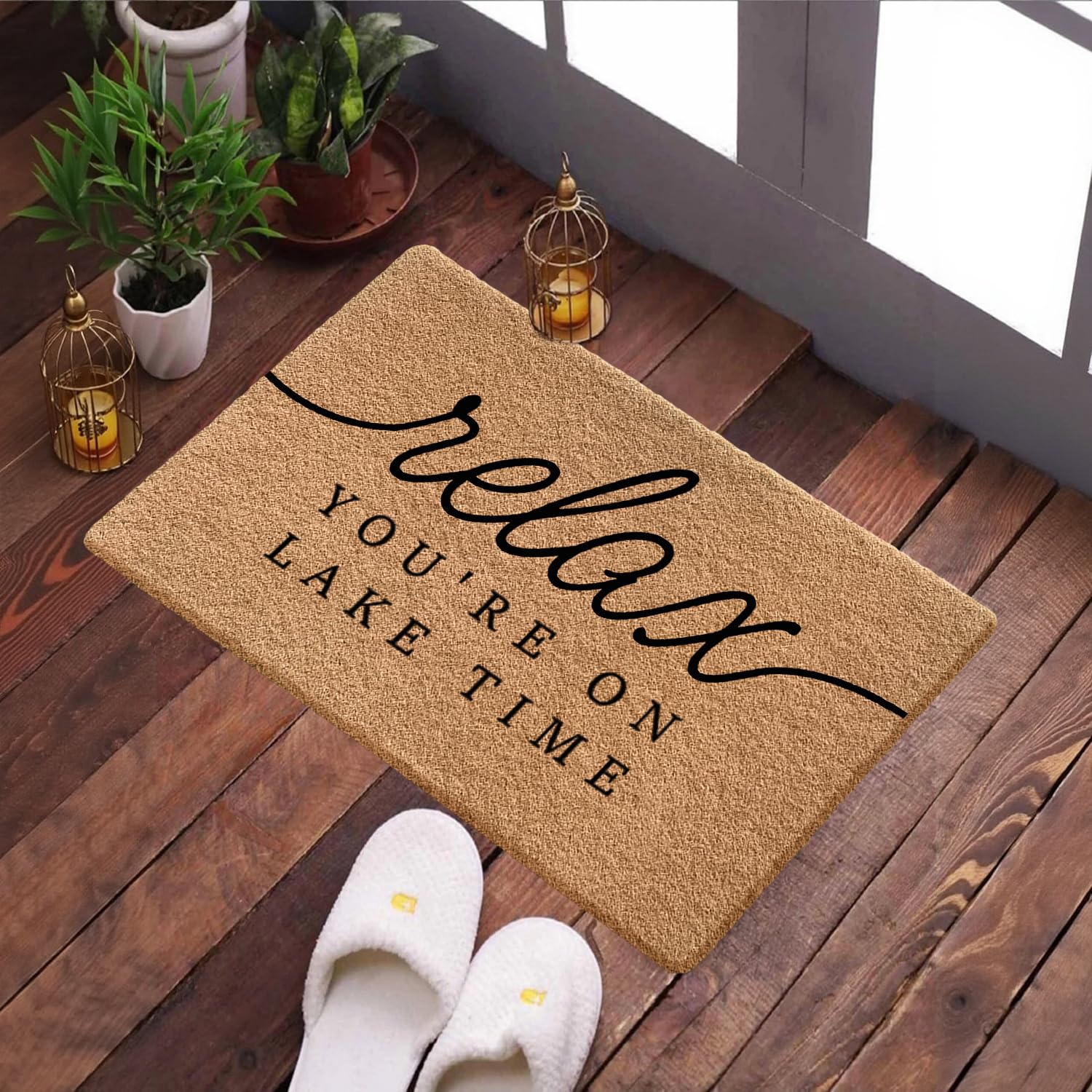 Qabliqo Lake Door Mat welcoming nautical style boosts curb appeal for guests.