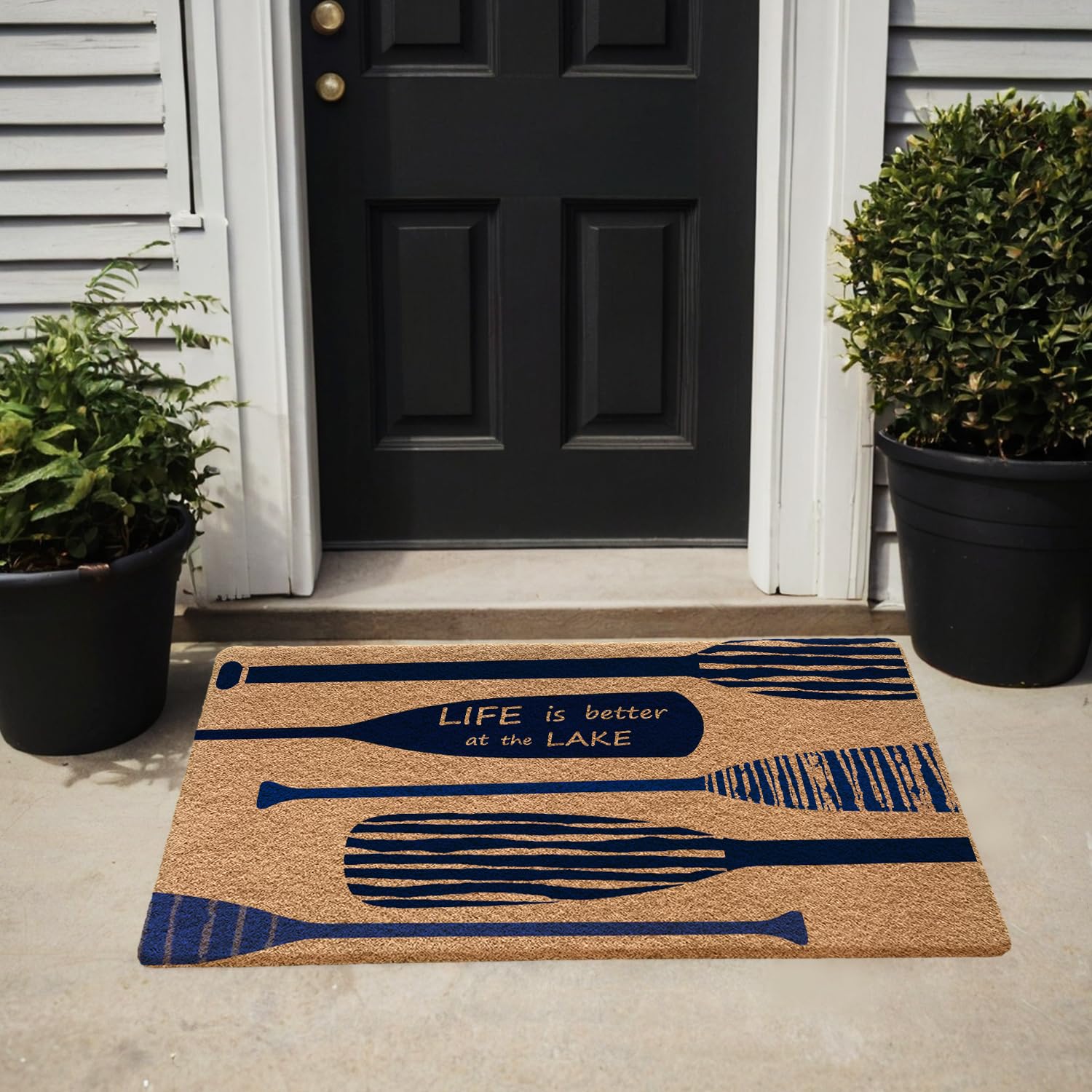 Qabliqo Lake House decor mat featuring lake motif for inviting foyers.