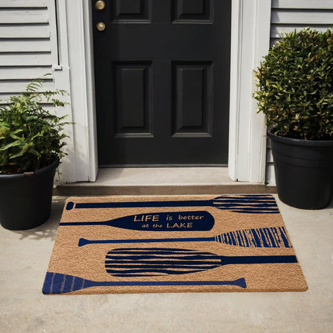 Qabliqo Lake House decor mat featuring lake motif for inviting foyers.