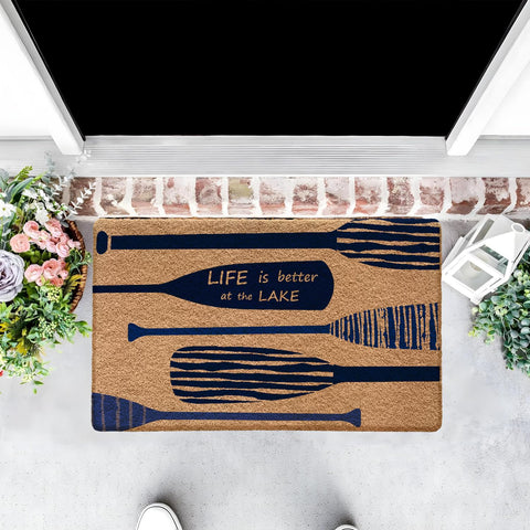 Qabliqo Lake Welcome Mat exterior showing non-slip backing for safety.