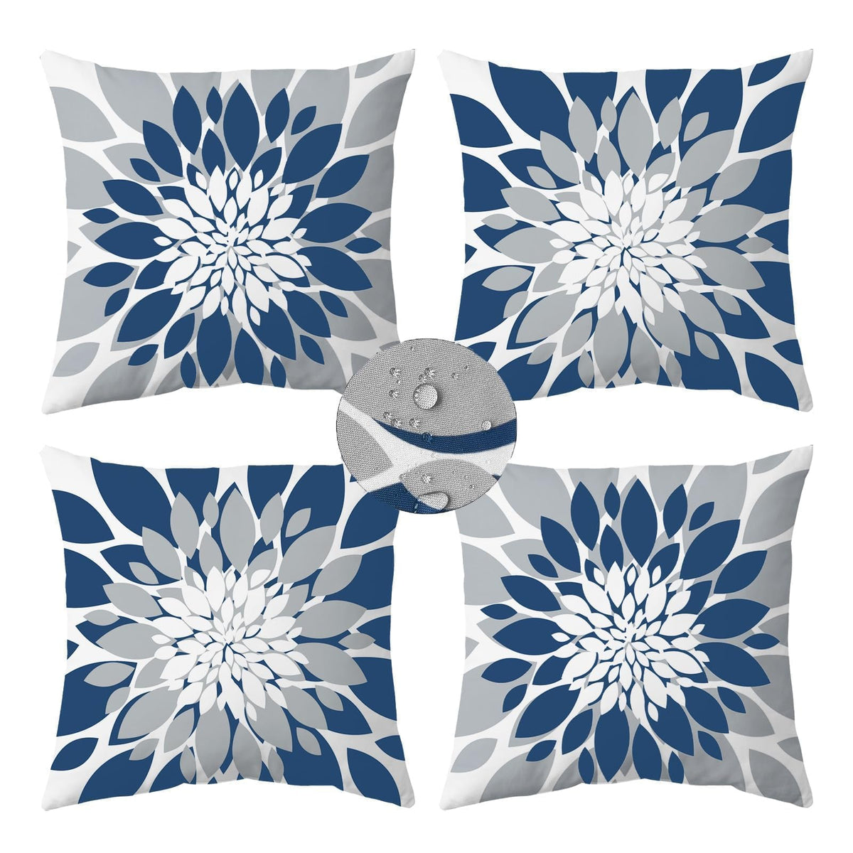 Qahing outdoor pillow cover in blue grey for 16x16 cushions, protecting outdoors.