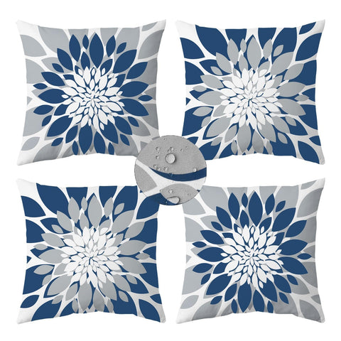 Qahing outdoor pillow cover in blue grey for 16x16 cushions, protecting outdoors.