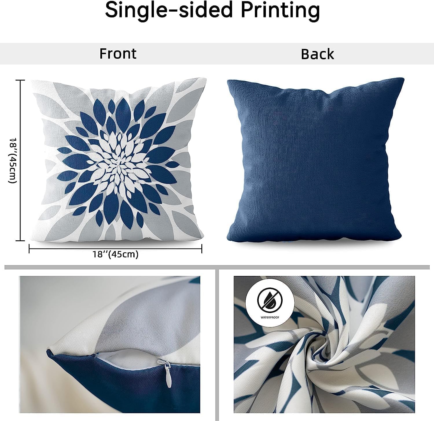 Qahing waterproof pillow case with waterproof surface and linen look