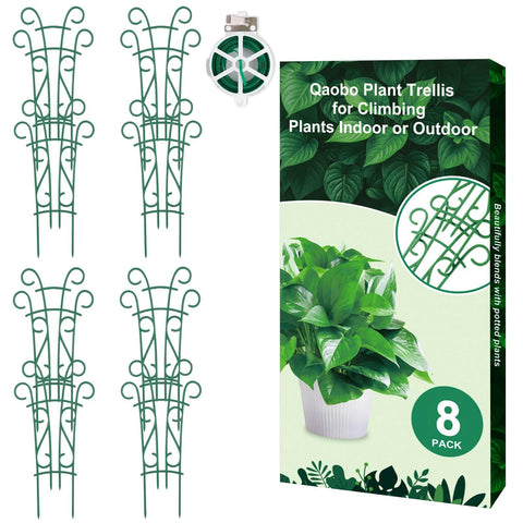 Qaobo 8-pack indoor plant trellis provides sturdy stackable support for potted vines.