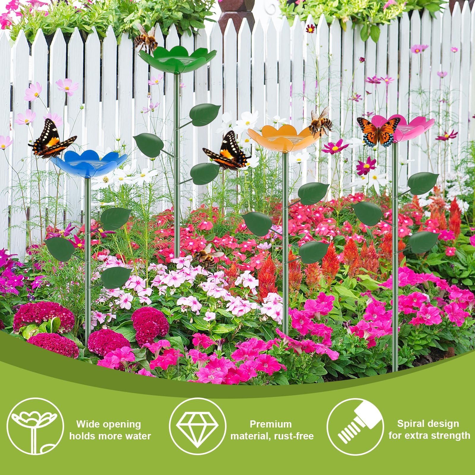 Qaobo 4-pack adds colorful charm and functional water sources for gardeners.