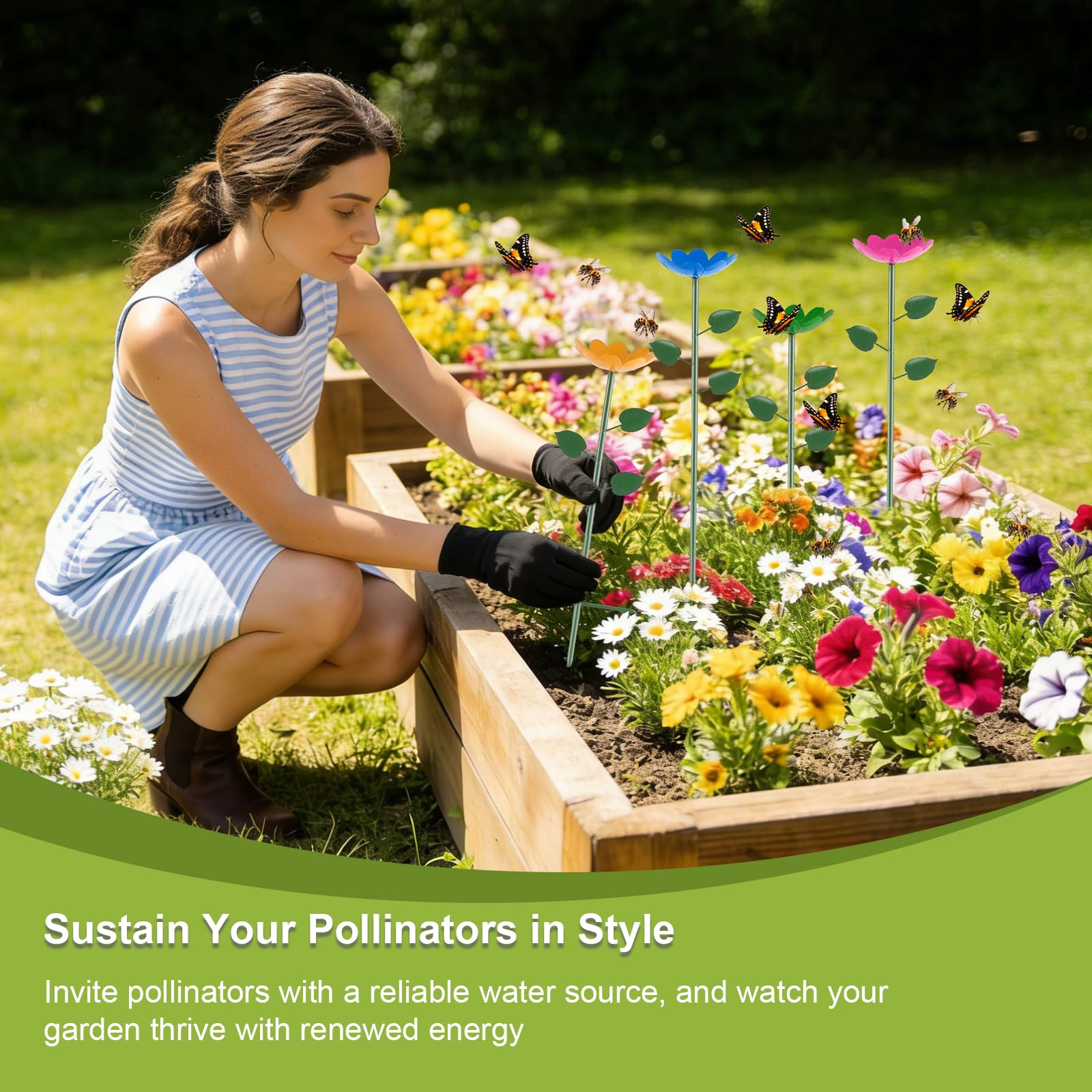 Qaobo bee cups offer stable, tiered water displays for pollinator visits.