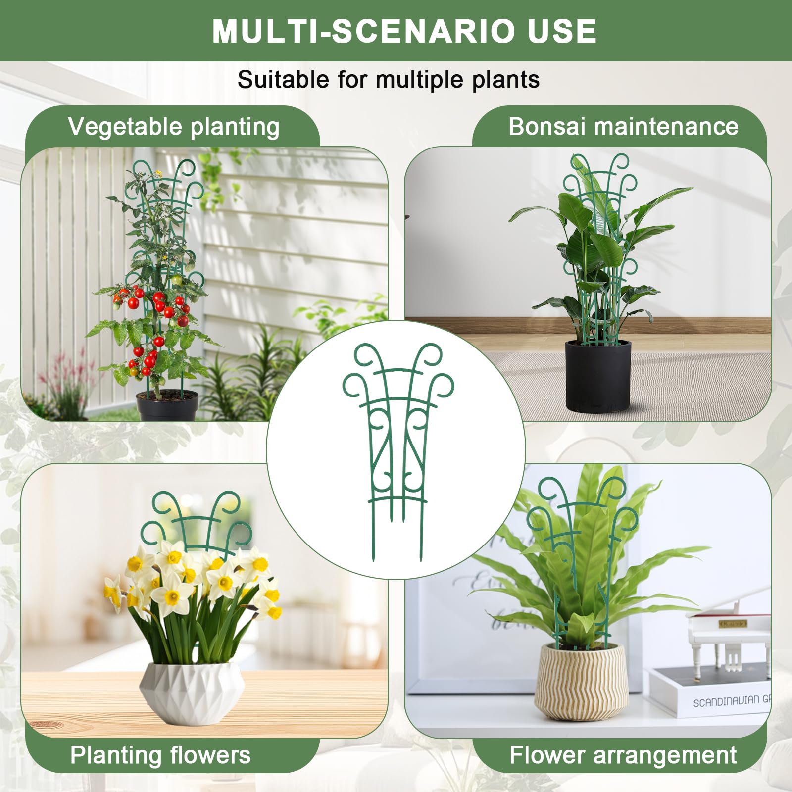 Qaobo indoor-outdoor trellis adapts to pots or garden beds.