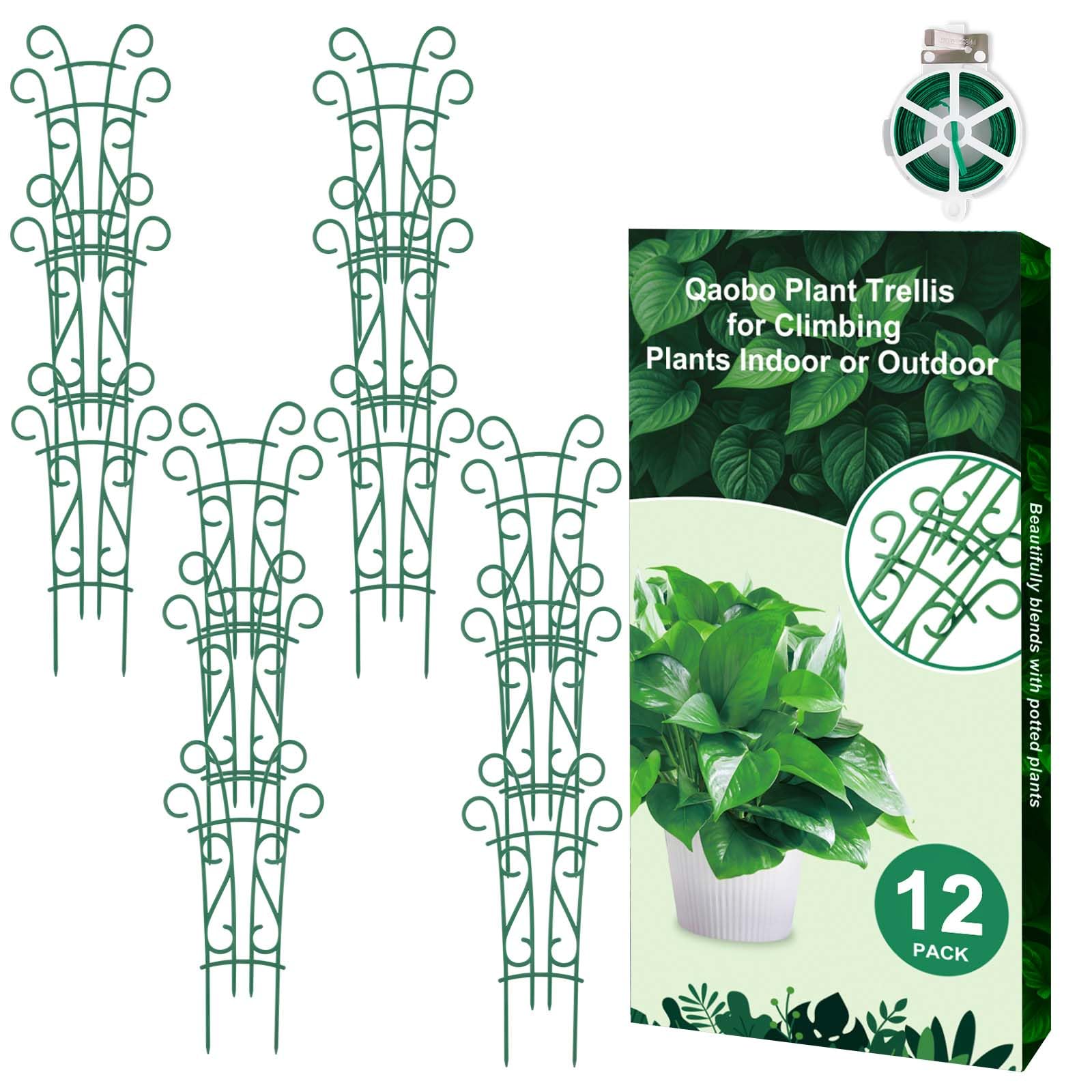 Qaobo plant trellis 12-pack stackable indoors and outdoors supports climbing vines