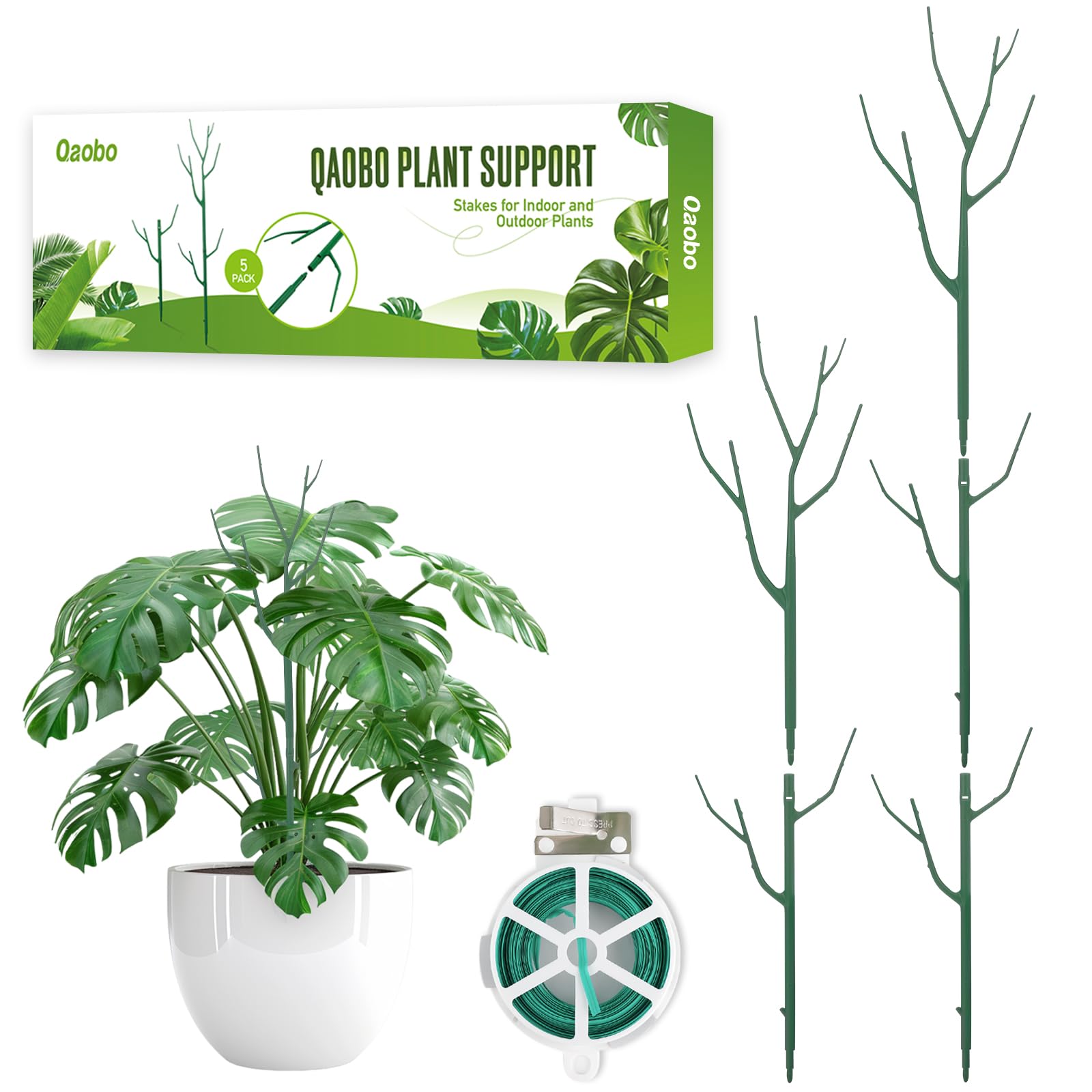 Qaobo stackable stake supports monstera climbing in pots for neat growth