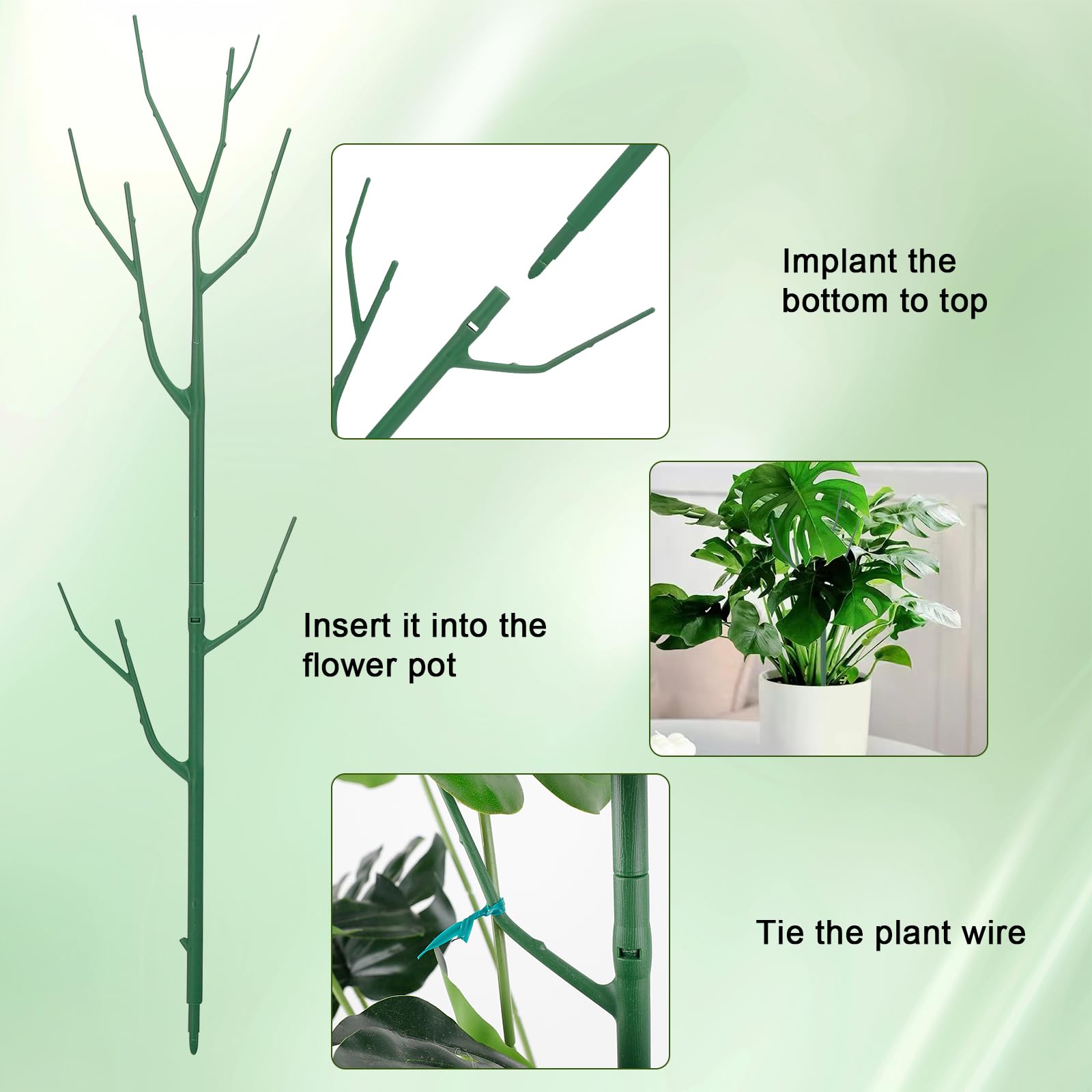 Durable plastic Qaobo stake ensuring long-lasting support for leafy plants.
