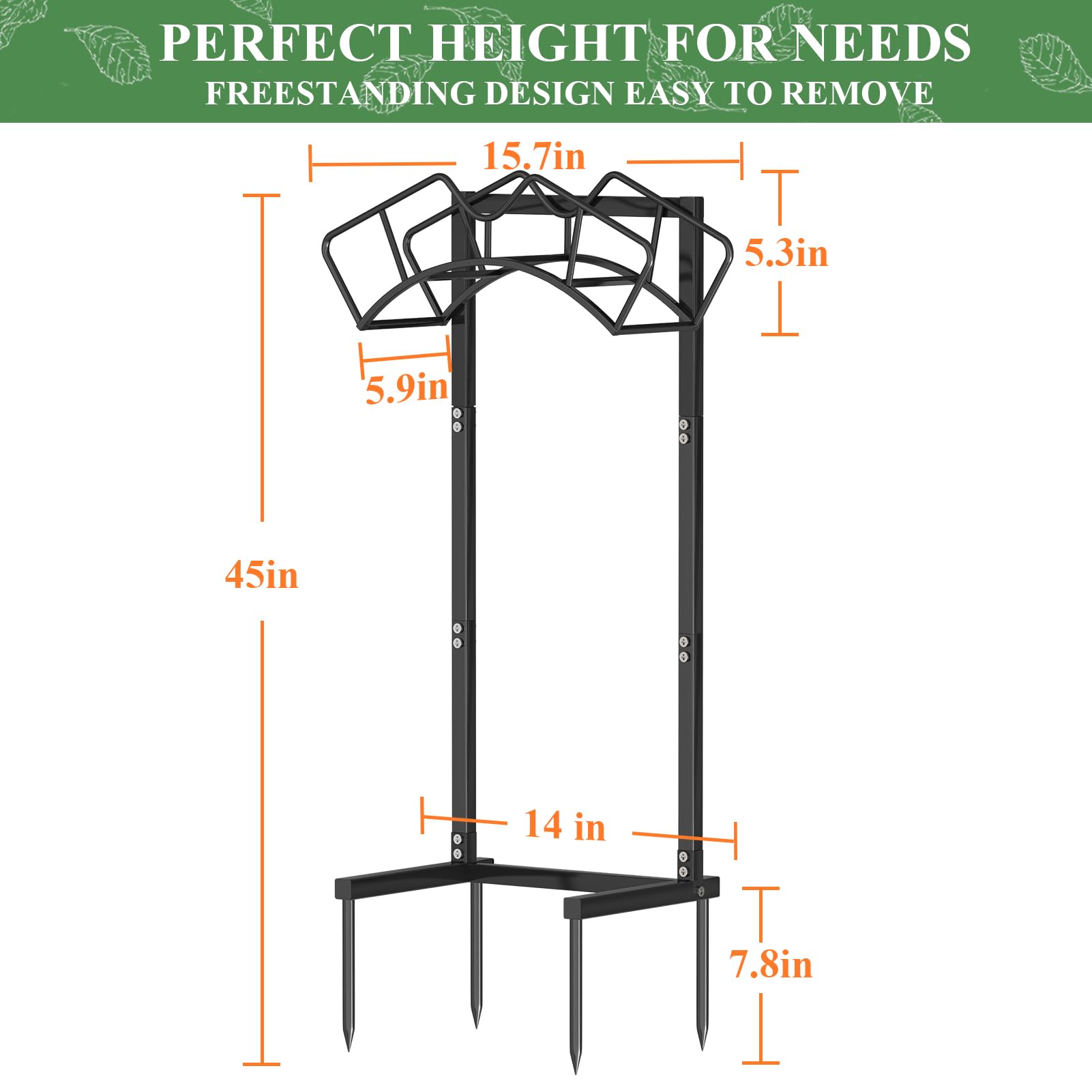 Qatsrin black garden hose holder blends with outdoor décor.