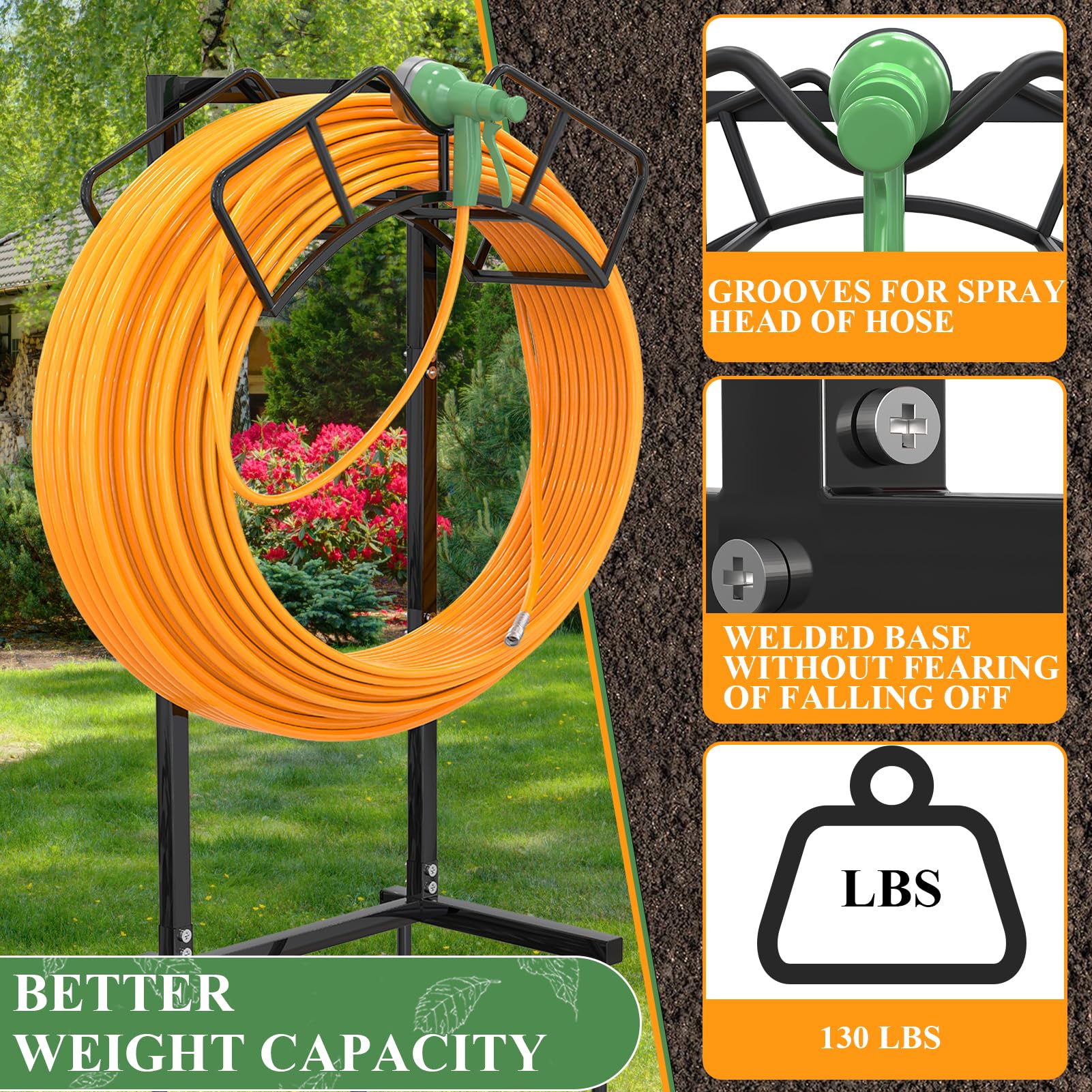 Qatsrin detachable stand offers flexible, portable hose storage for outdoor use.