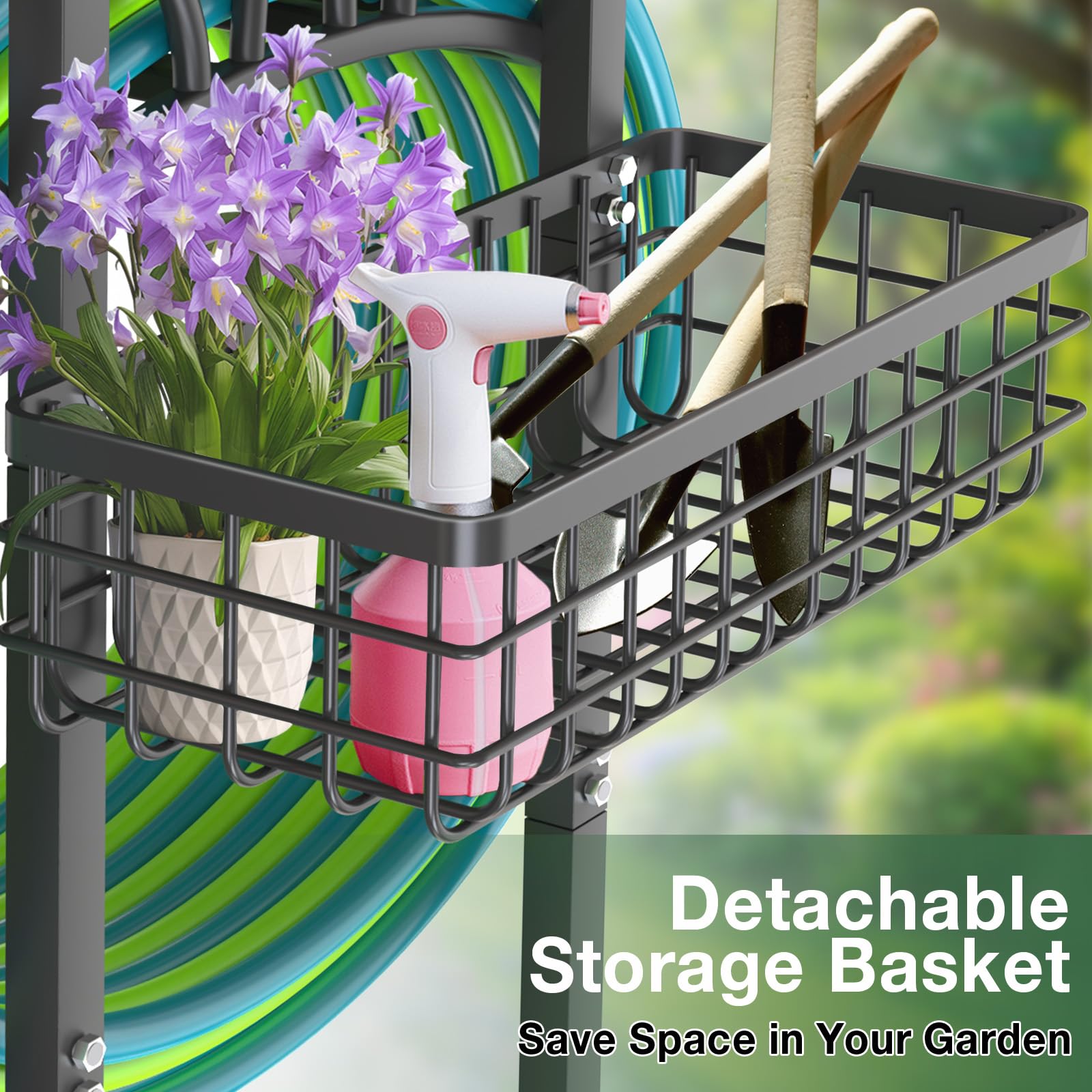 Qatsrin large capacity basket stores gloves and tools for tidy garden chores.