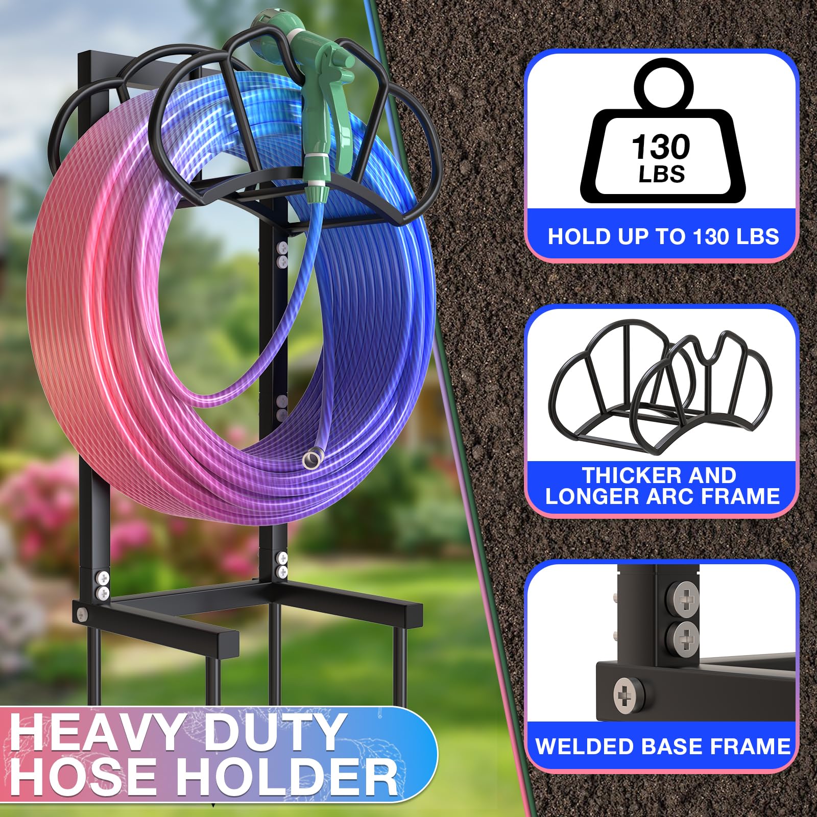 Qatsrin New Garden Hose Holder arch design supports flexible hose bending