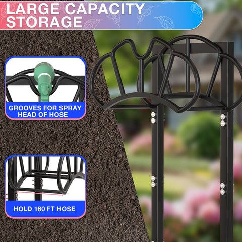Qatsrin New Garden Hose Holder base and spikes provide stable outdoor storage