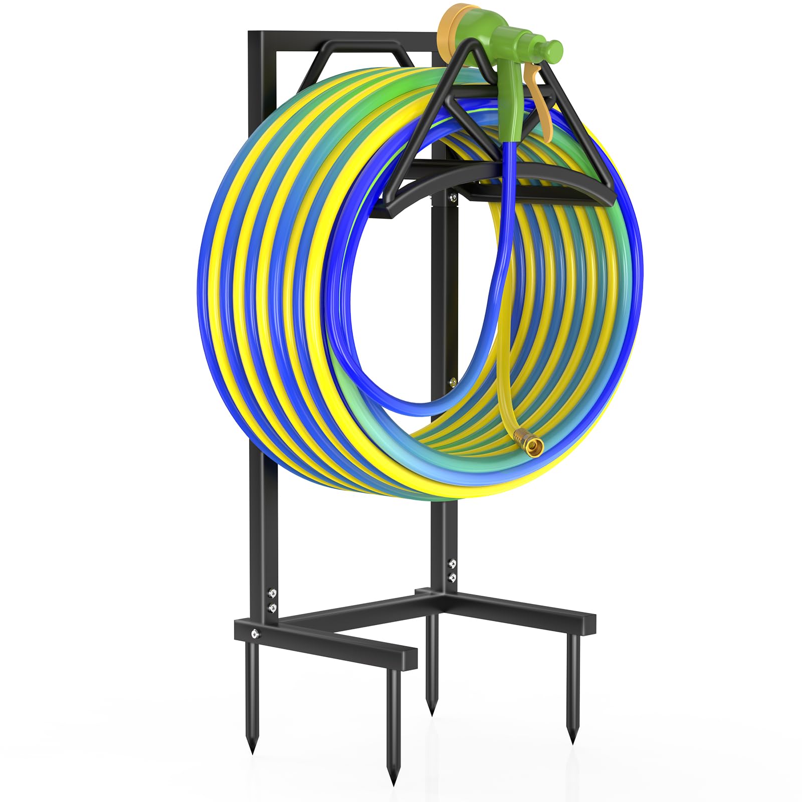 Qatsrin garden hose holder base with stability spikes for outdoor use