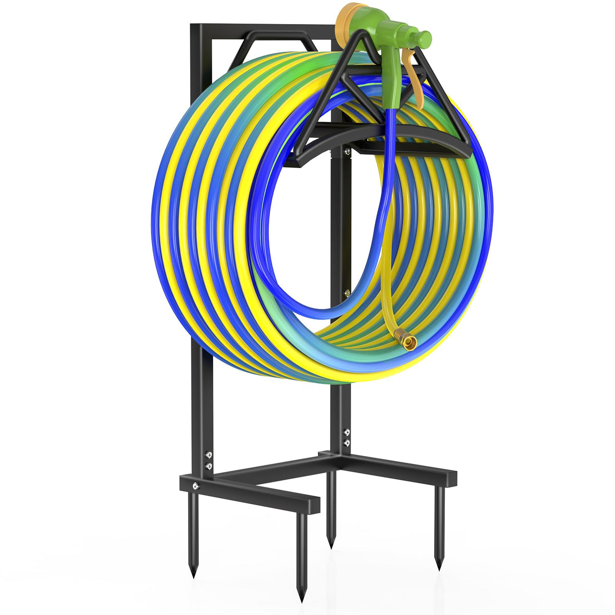 Qatsrin garden hose holder base with stability spikes for outdoor use