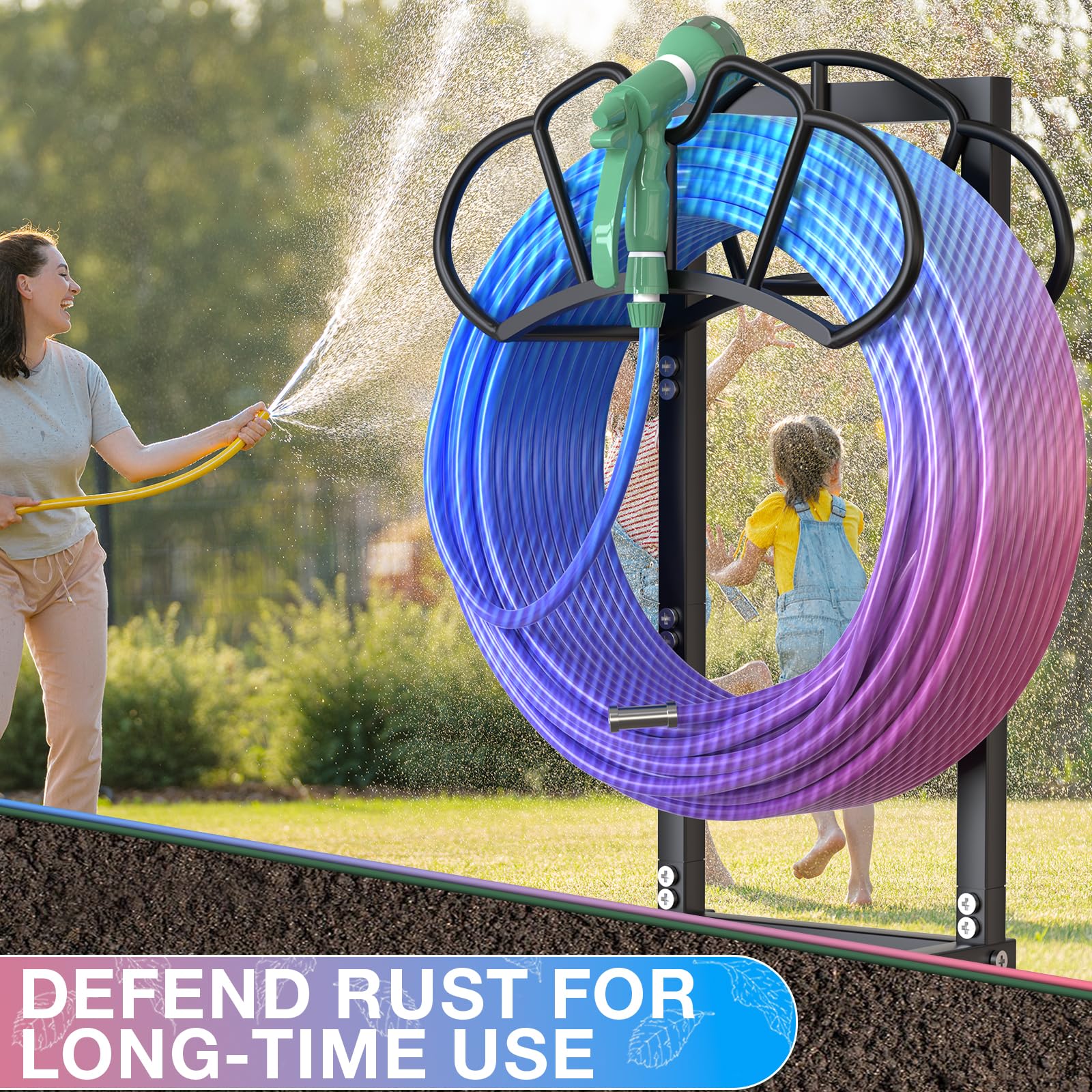 Qatsrin New Garden Hose Holder easy-install features no-drill base