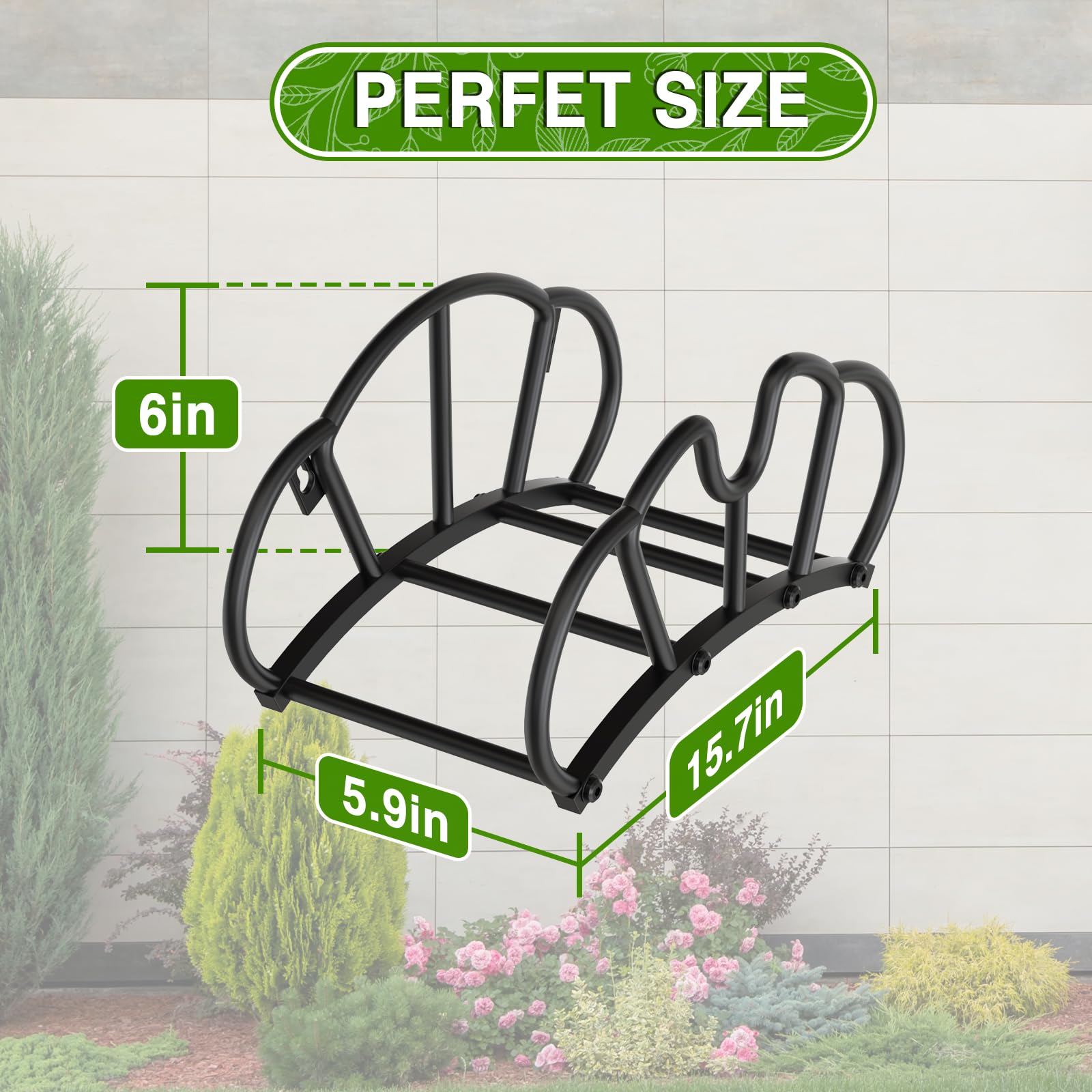 Qatsrin outdoor yard hose storage keeps hoses organized and ready.