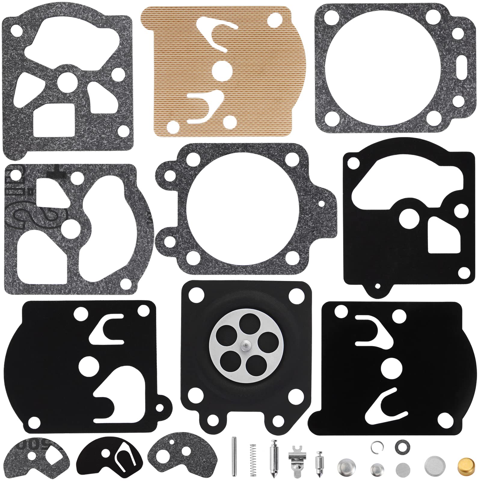QAZAKY rebuild kit components laid out for clear identification