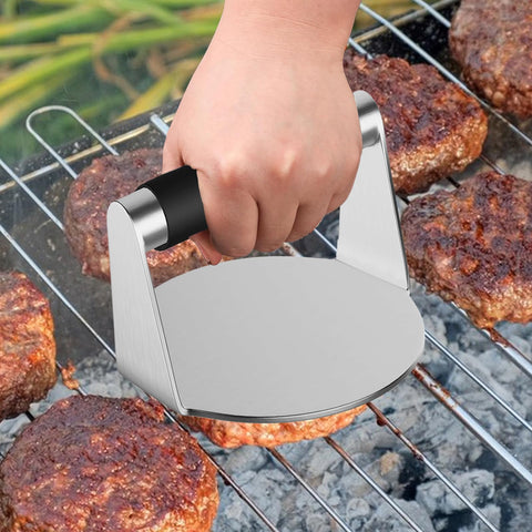 QBXMY7 Smash Burger Press 14 cm diameter ensures consistent burger sizing.