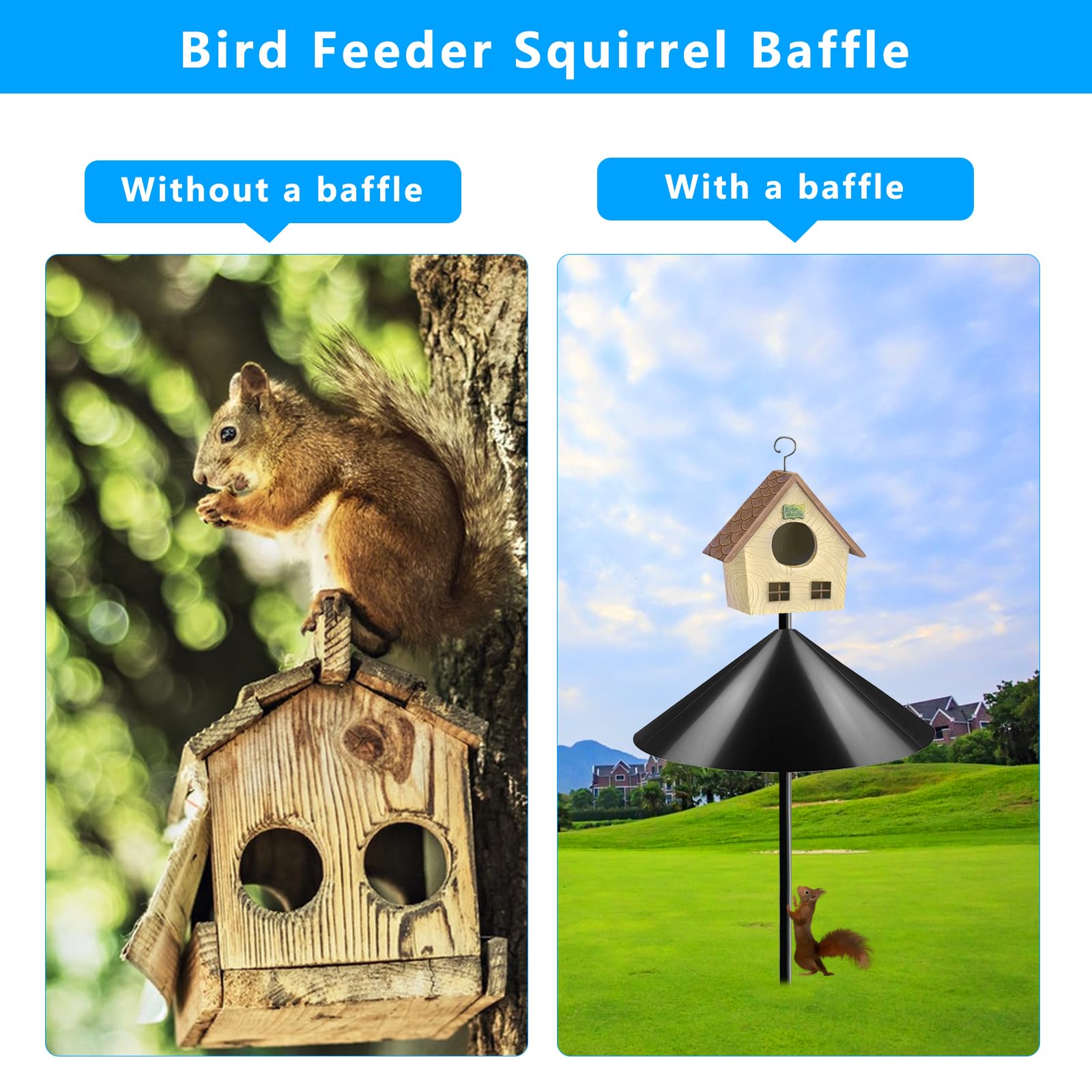 QBXMY7 16 inch baffle delivers durable rust-resistant protection for outdoor feeders