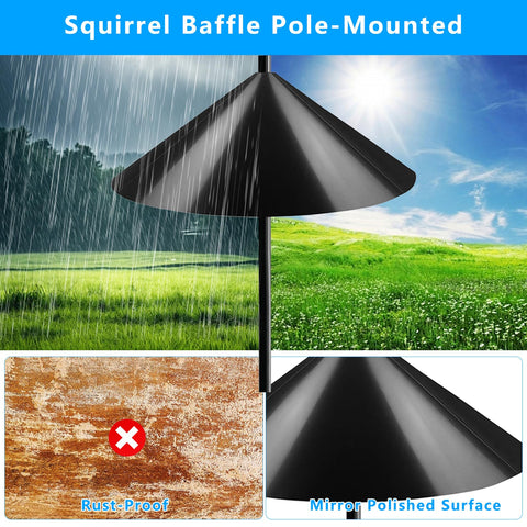 QBXMY7 squirrel baffle with built-in washer fits multiple pole sizes for flexibility
